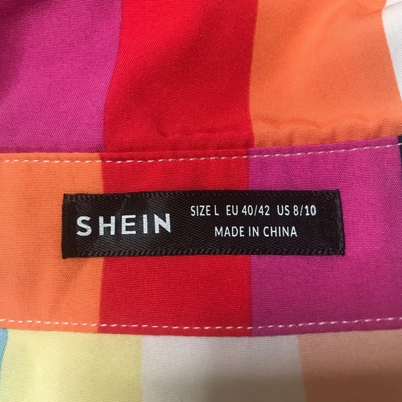 Women’s Multicolor Vertical Striped Button-Up Blouse Tie Front - Picture 5 of 12